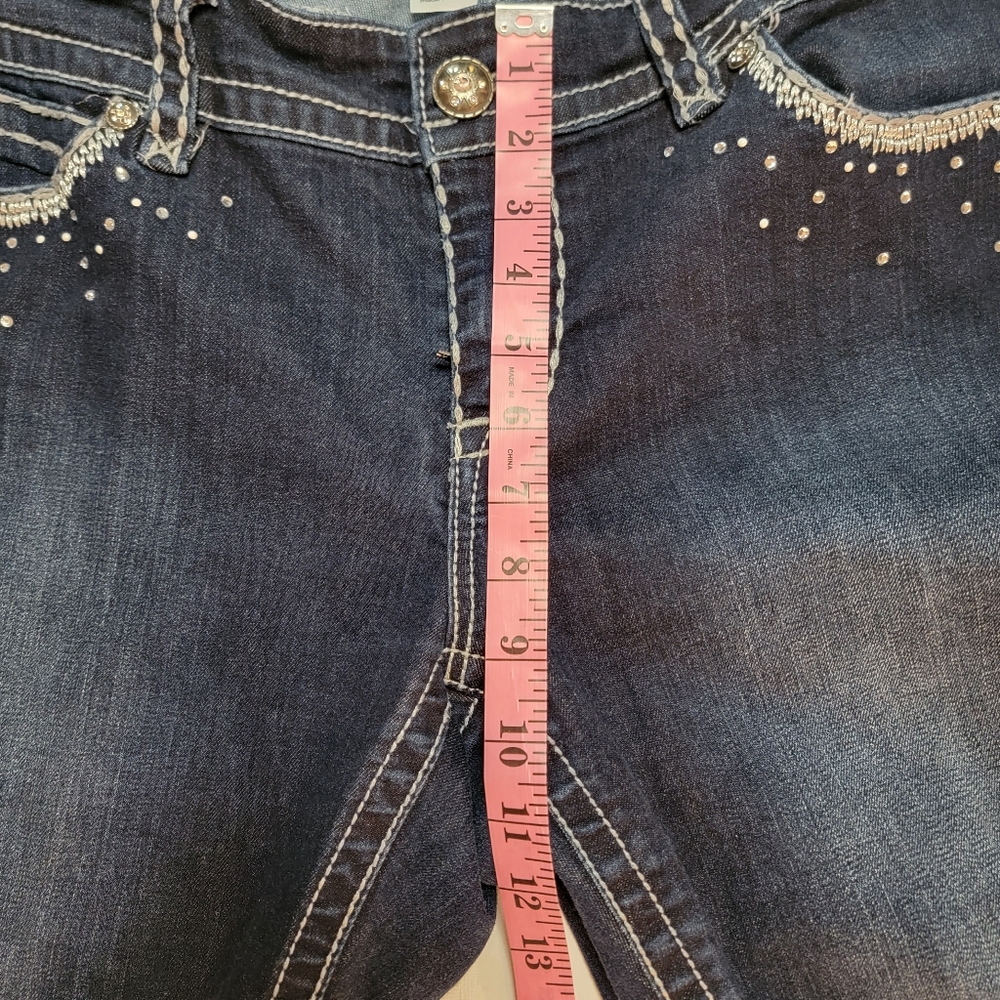 Maurices Dark Blue Denim Capris with Silver Stud Detail - Picture 10 of 11